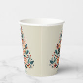 Kerst Kleurrijke Boom Scandinavië Folk Art Papieren Bekers (Rechts)