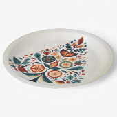 Kerst Kleurrijke Boom Scandinavië Folk Art Papieren Bordje (Gekanteld)