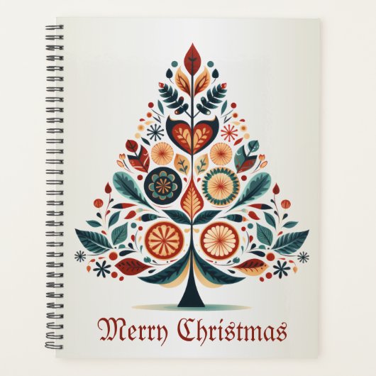 Kerst Kleurrijke Boom Scandinavië Folk Art Planner (Voorkant)