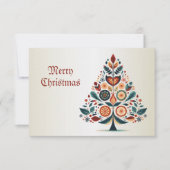 Kerst Kleurrijke Boom Scandinavië Folk Art RSVP Kaartje (Voorkant)