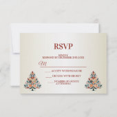 Kerst Kleurrijke Boom Scandinavië Folk Art RSVP Kaartje (Achterkant)