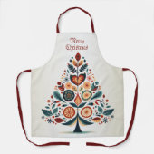 Kerst Kleurrijke Boom Scandinavië Folk Art Schort (Voorkant)