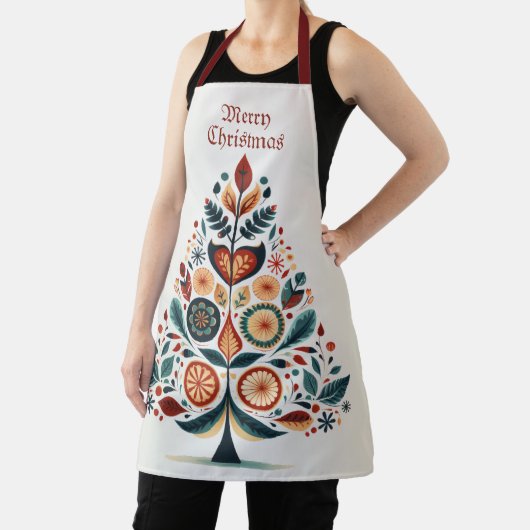 Kerst Kleurrijke Boom Scandinavië Folk Art Schort (Insitu)