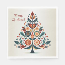 Kerst Kleurrijke Boom Scandinavië Folk Art Servet