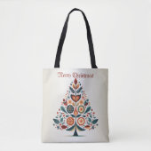 Kerst Kleurrijke Boom Scandinavië Folk Art Tote Bag (Voorkant)