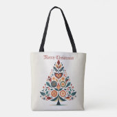 Kerst Kleurrijke Boom Scandinavië Folk Art Tote Bag (Achterkant)