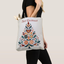 Kerst Kleurrijke Boom Scandinavië Folk Art Tote Bag