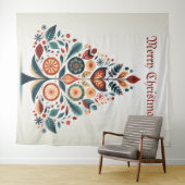 Kerst Kleurrijke Boom Scandinavië Folk Art Wandkleed (In Situ (horizontaal))