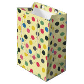 Kerst Kleurrijke Cirkels Gouden Polka Dots Medium Cadeauzakje (Achterkant Gekanteld)