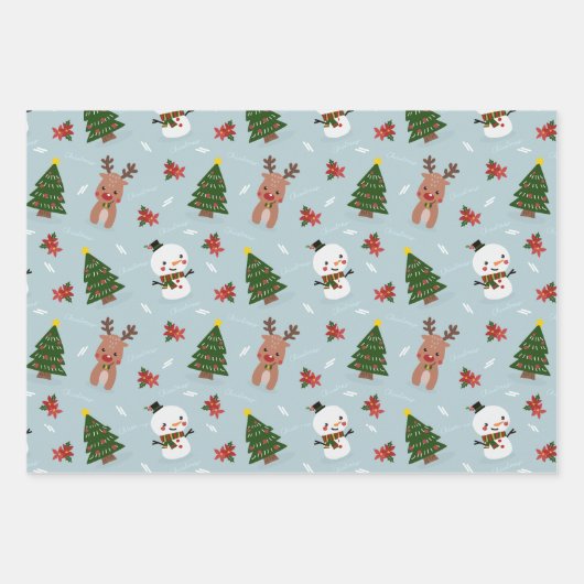 Kerst kleurrijke decoratie inpakpapier vel (Voorkant)