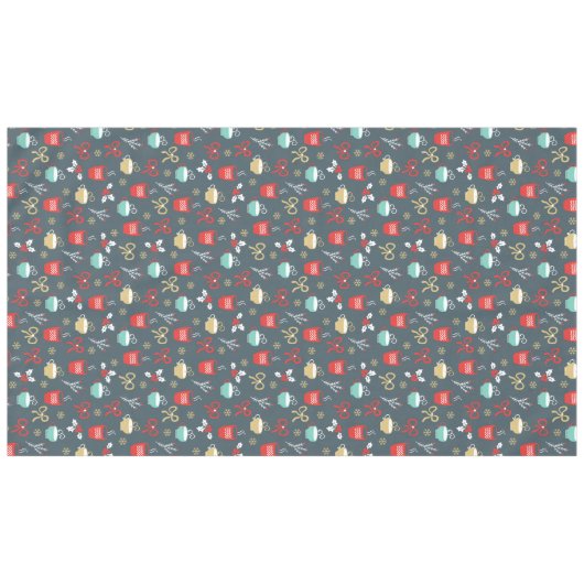 Kerst kleurrijke kopjes, strikken en maretak tafelkleed (Voorkant (Horizontaal))