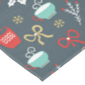 Kerst kleurrijke kopjes, strikken en maretak tafelkleed (Gekanteld)