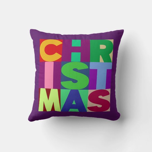 Kerst Kleurrijke Letters Vierkant Kussen (Achterkant)