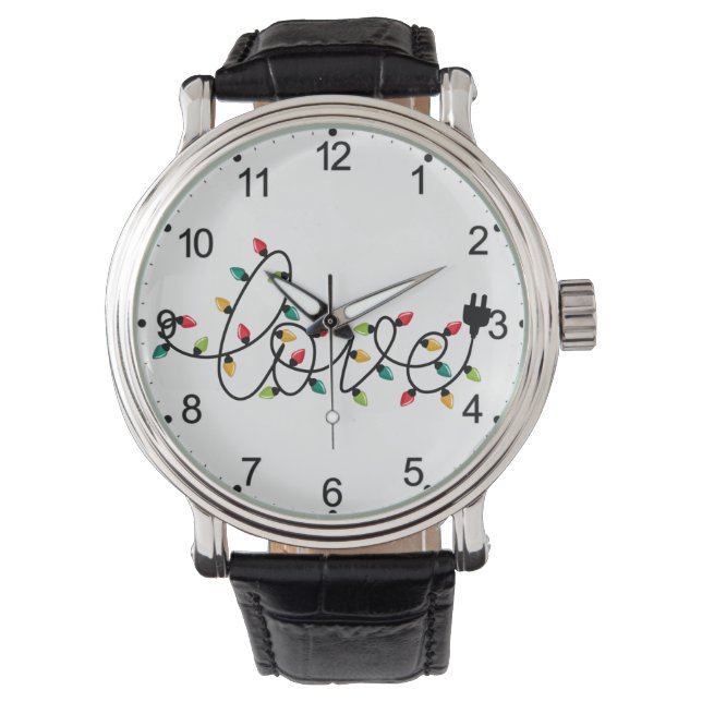 Kerst Kleurrijke Lichten Liefde Tekst-45872 Horloge (Voorkant)