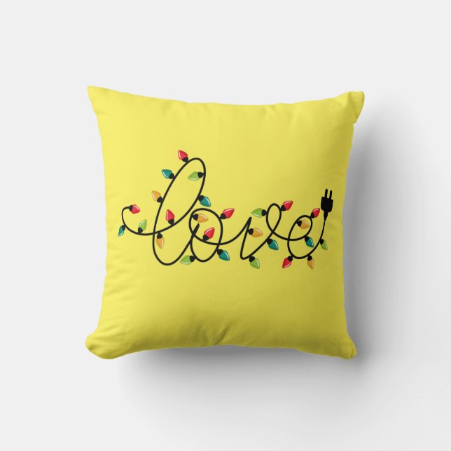 Kerst Kleurrijke Lichten Liefde Tekst-45872 Kussen (Voorkant)