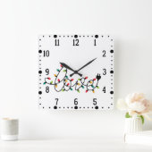 Kerst Kleurrijke Lichten Liefde Tekst-45872 Vierkante Klok (Huis)