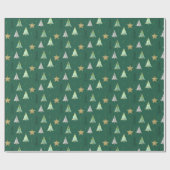 Kerst Kleurrijke Pine Tree Waterverf Pattern Cadeaupapier (Vlak)