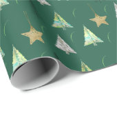 Kerst Kleurrijke Pine Tree Waterverf Pattern Cadeaupapier (Rol Hoek)