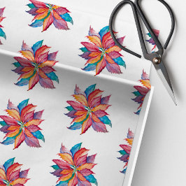 Kerst Kleurrijke Waterverf Poinsettia Tissuepapier