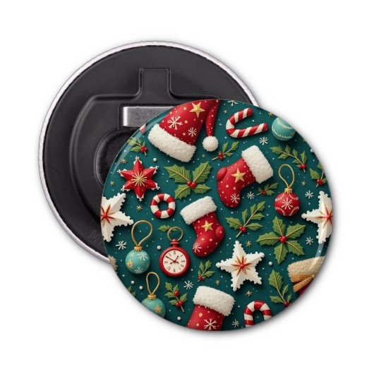 Kerst knop flesopener button flesopener (Voorkant)