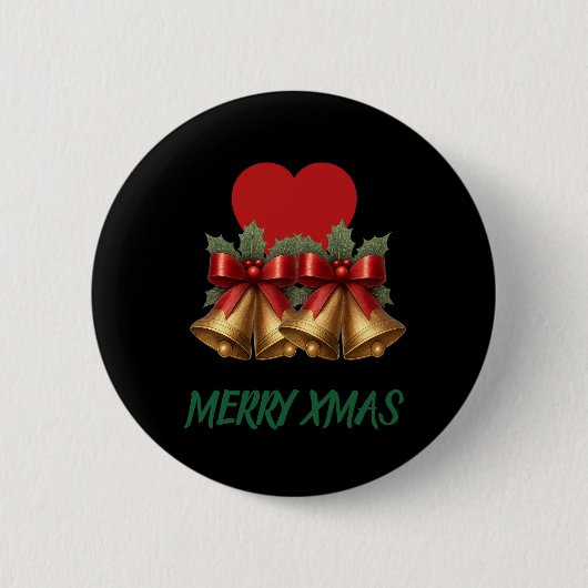 Kerst Knop - Prettig Kerstfeest Ronde Button 5,7 Cm (Voorkant)