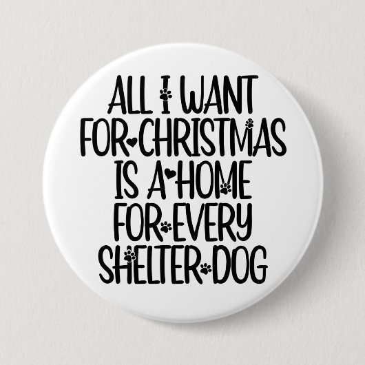 Kerst Knop voor Asielhond Ronde Button 7,6 Cm (Voorkant)