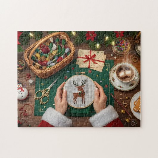 Kerst Knutsel Vakantie Rendier Steken Legpuzzel (Horizontaal)