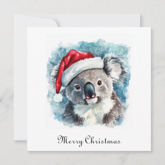 Kerst Koala, aanpasbare vierkante Sticker Kaart (Voorkant)
