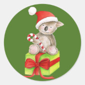 Kerst Koala beer rond sticker (Voorkant)