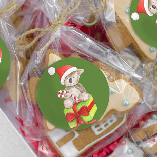 Kerst Koala beer rond sticker