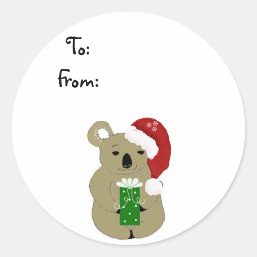 Kerst Koala Beer Ronde Sticker (Voorkant)