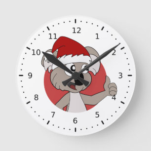 Kerst-koala cartoon Wandklok