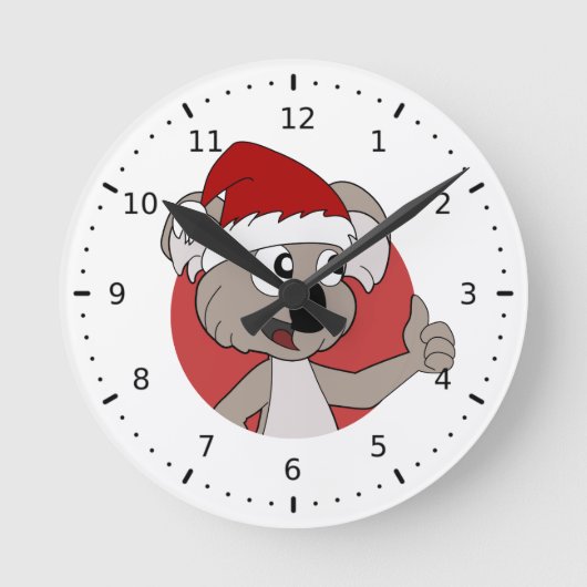 Kerst-koala cartoon Wandklok (Voorkant)