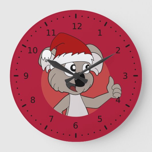 Kerst-koala cartoon Wandklok (Voorkant)