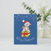 Kerst koala en cadeau whimsy kunst briefkaart (Staand voorkant)