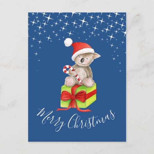 Kerst koala en cadeau whimsy kunst briefkaart (Voorkant)