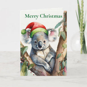 Kerst Koala en Kookaburra kerstmuts Feestdagen Kaart