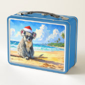 Kerst Koala kerstmuts op het zonnige zandstrand (Achterkant)