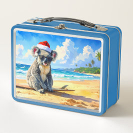 Kerst Koala kerstmuts op het zonnige zandstrand