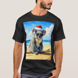 Kerst Koala kerstmuts op het zonnige zandstrand T-shirt