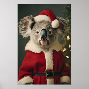 Kerst Koala Kunstprint, Feestelijk Dier, Vakantie Poster