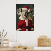 Kerst Koala Kunstprint, Feestelijk Dier, Vakantie Poster (Keuken)