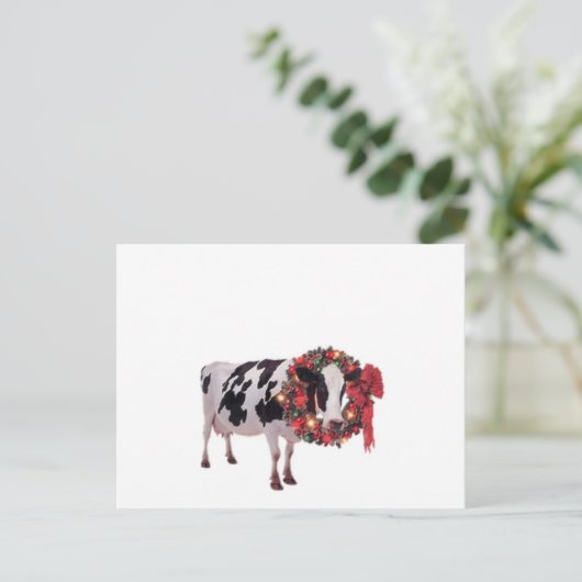 Kerst Koe Briefkaart Sjabloon (Staand voorkant)