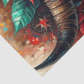 Kerst Koe Bull Skull Poinsettias Decoupage Tissuepapier (Detail)