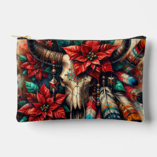 Kerst Koe Bull Skull Poinsettias Veren Etui