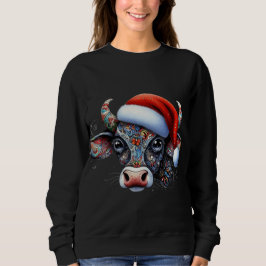 Kerst Koe Bull w / Santa Hat Mexicaanse Folk Art Trui
