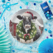 Kerst Koe Het dragen van een krans Papieren Bordje (Feest)