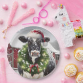 Kerst Koe Het dragen van een krans Papieren Bordje (Feest)