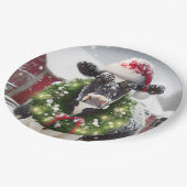 Kerst Koe Het dragen van een krans Papieren Bordje (Gekanteld)