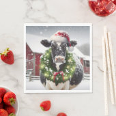 Kerst Koe Het dragen van een krans Servet (Insitu)
